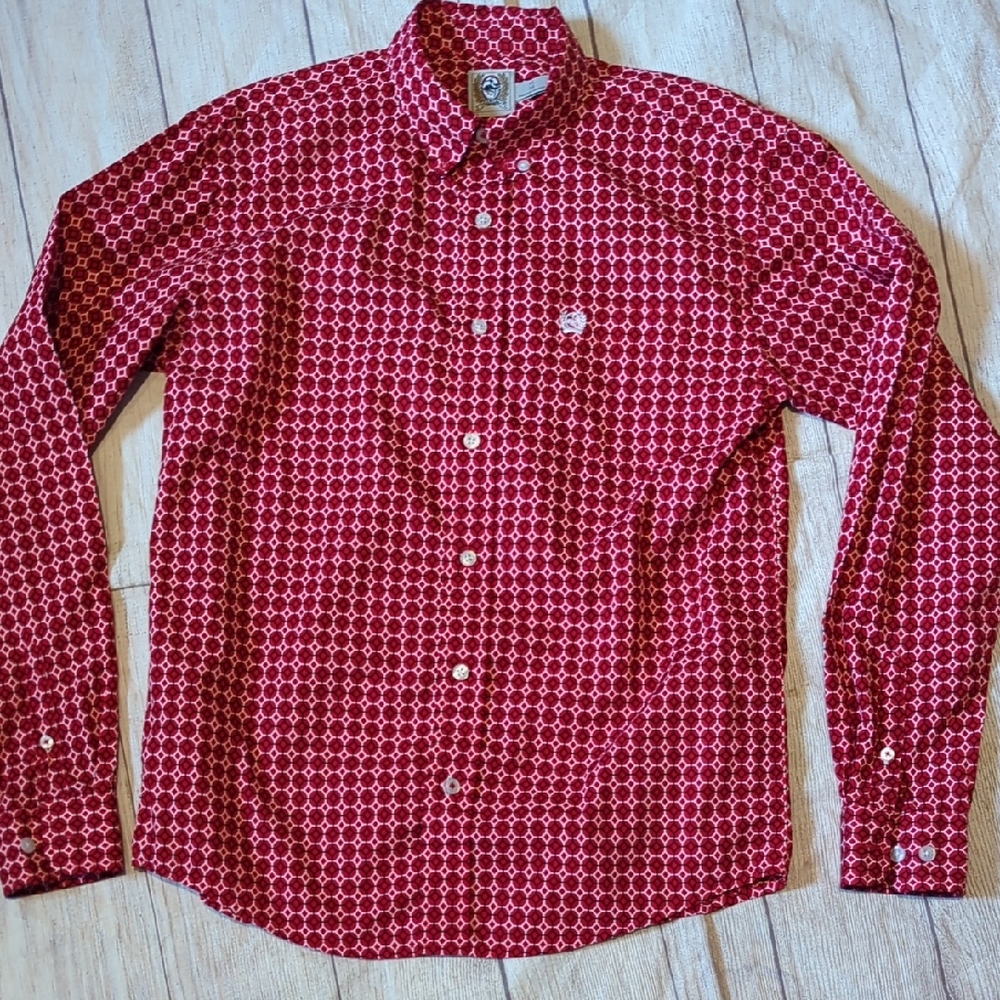 Cinch Kids Red Patterned Button Down Shirt